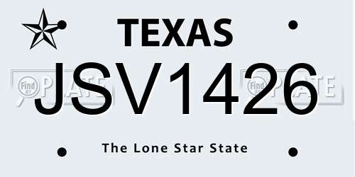 JSV1426 Texas License Plate