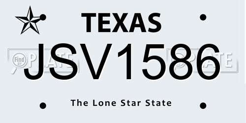 JSV1586 Texas License Plate