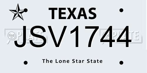 JSV1744 Texas License Plate