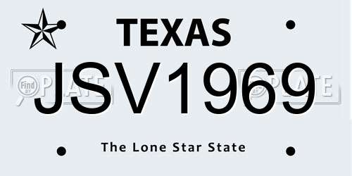JSV1969 Texas License Plate