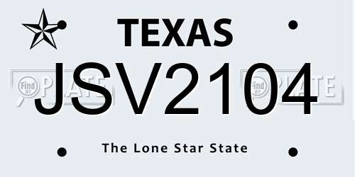 JSV2104 Texas License Plate