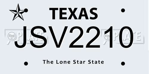 JSV2210 Texas License Plate