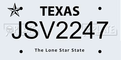 JSV2247 Texas License Plate