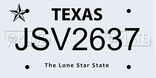 JSV2637 Texas License Plate