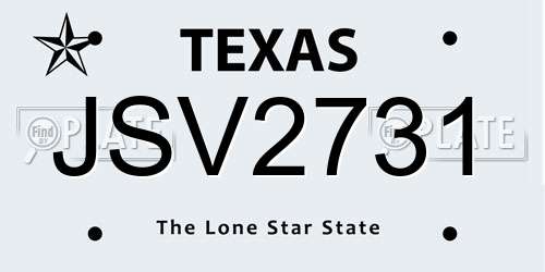 JSV2731 Texas License Plate