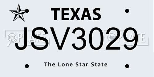 JSV3029 Texas License Plate