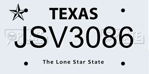 JSV3086 Texas License Plate