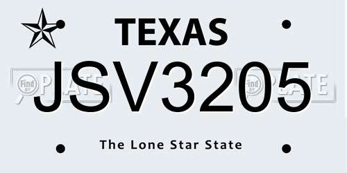 JSV3205 Texas License Plate