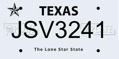 JSV3241 Texas License Plate