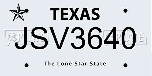JSV3640 Texas License Plate