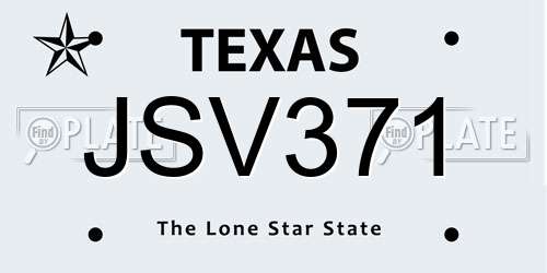 JSV371 Texas License Plate