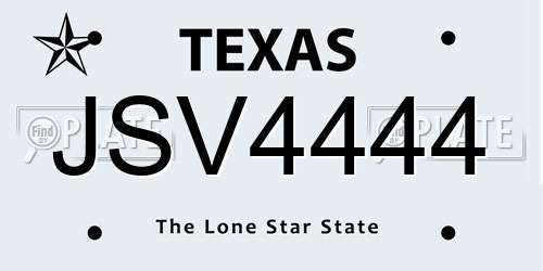 JSV4444 Texas License Plate