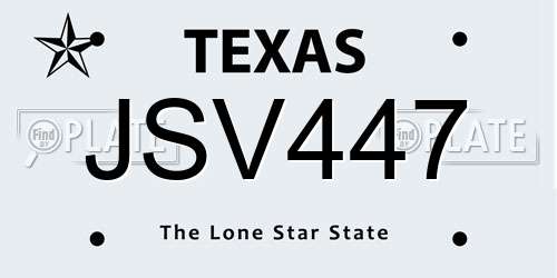 JSV447 Texas License Plate