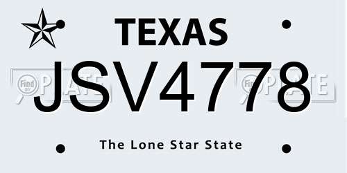 JSV4778 Texas License Plate