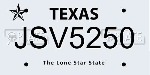 JSV5250 Texas License Plate