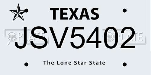JSV5402 Texas License Plate