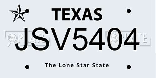JSV5404 Texas License Plate