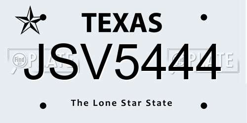JSV5444 Texas License Plate
