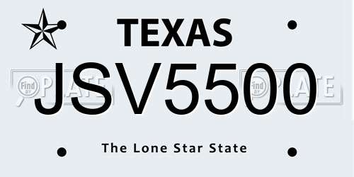 JSV5500 Texas License Plate
