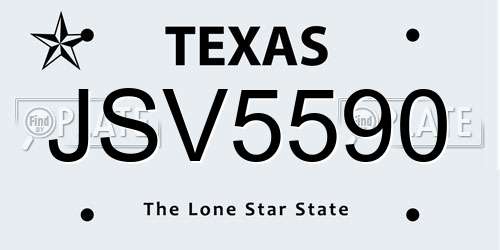 JSV5590 Texas License Plate