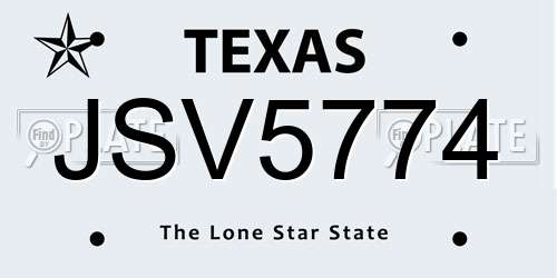 JSV5774 Texas License Plate