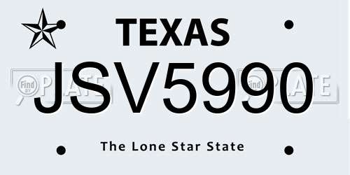 JSV5990 Texas License Plate
