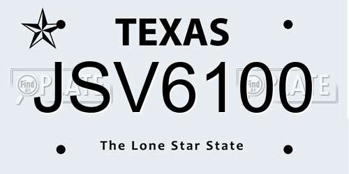 JSV6100 Texas License Plate