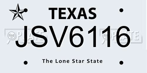 JSV6116 Texas License Plate