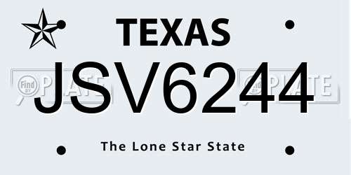JSV6244 Texas License Plate