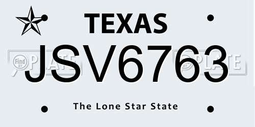 JSV6763 Texas License Plate