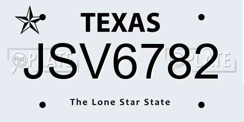 JSV6782 Texas License Plate