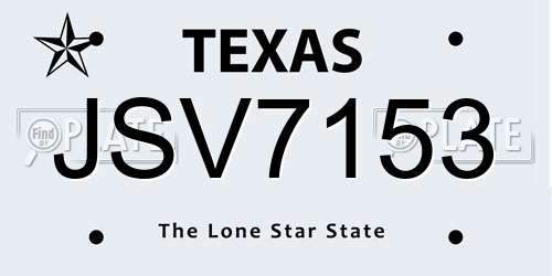 JSV7153 Texas License Plate