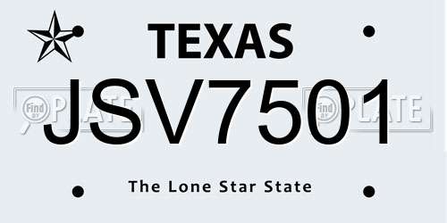 JSV7501 Texas License Plate