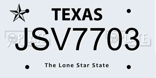 JSV7703 Texas License Plate