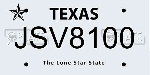 JSV8100 Texas License Plate