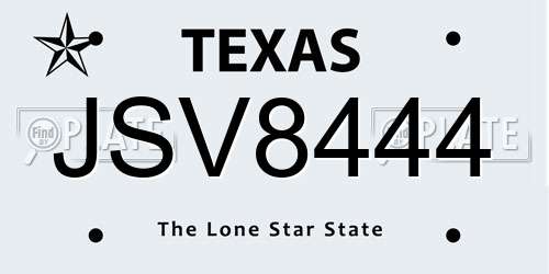 JSV8444 Texas License Plate