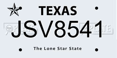 JSV8541 Texas License Plate