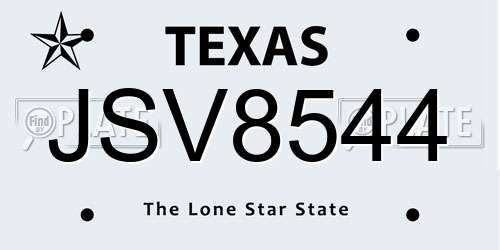 JSV8544 Texas License Plate
