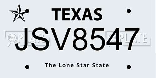 JSV8547 Texas License Plate