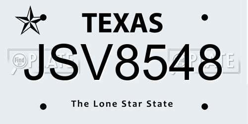 JSV8548 Texas License Plate