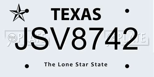 JSV8742 Texas License Plate