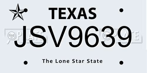 JSV9639 Texas License Plate