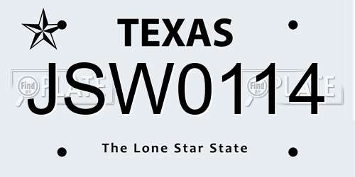 JSW0114 Texas License Plate