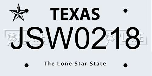 JSW0218 Texas License Plate