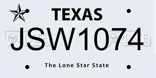 JSW1074 Texas License Plate