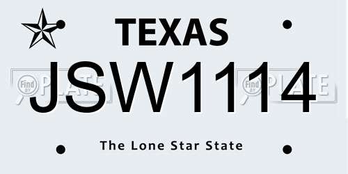 JSW1114 Texas License Plate