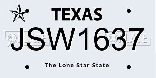 JSW1637 Texas License Plate