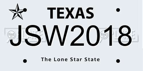 JSW2018 Texas License Plate