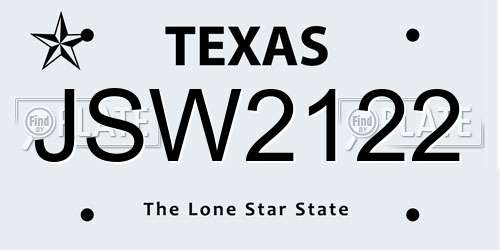 JSW2122 Texas License Plate