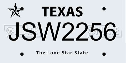 JSW2256 Texas License Plate
